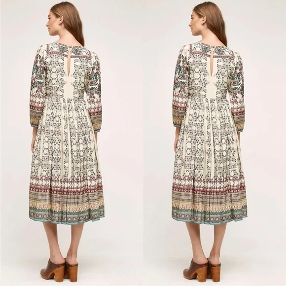 Anthropologie BHANUNI Far Fields Field flowers floral beaded dress puffy sleeves - Picture 5 of 15